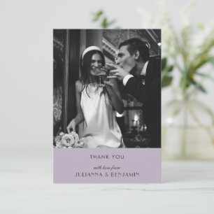 Minimalistiskt Dusty Lilac Art Deco Bröllop Photo Tack Kort