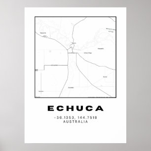Minimalistiskt Echuca Karta med koordinater   Svar Poster