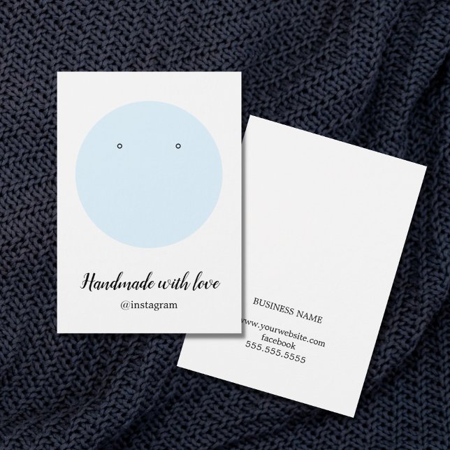 Minimalistiskt Eleant Blue White Earring Card Visitkort (Skapare uppladdad)