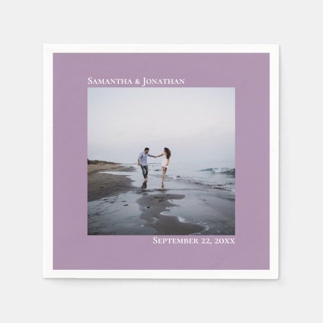 Minimalistiskt Elegance Modern Lavender Bröllop-fo Pappersservett (Framsidan)