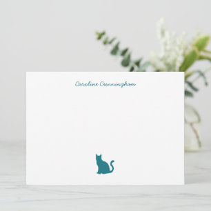 Minimalistiskt Elegant Aqua Cat-platta antecknings Anteckningskort