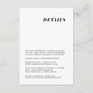 Minimalistiskt elegant bröllop-detaljkort tilläggskort