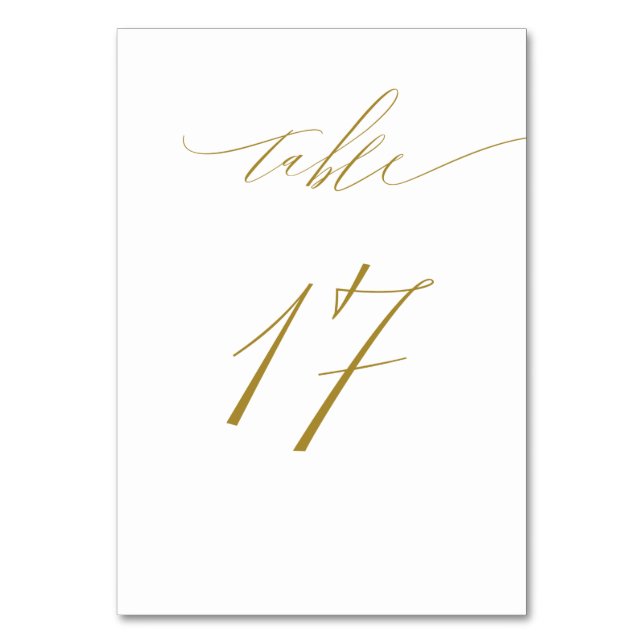Minimalistiskt Elegant i Vita Guld 17 Bröllop Bordsnummer (Framsidan)