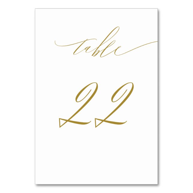 Minimalistiskt Elegant i Vita Guld 22 Bröllop Bordsnummer (Framsidan)