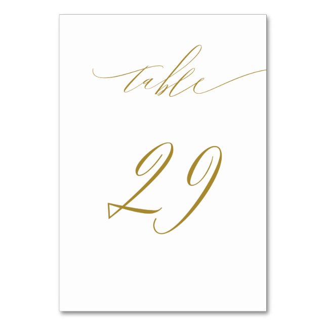 Minimalistiskt Elegant i Vita Guld 29 Bröllop Bordsnummer (Framsidan)