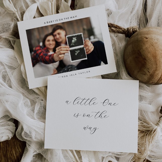 Minimalistiskt Elegant Photo Baby annons Card Tack Kort (Skapare uppladdad)