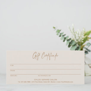 Minimalistiskt Elegant Taupe Modern Gift-certifika