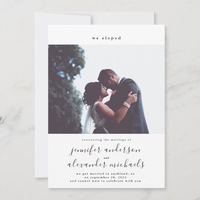 Minimalistiskt Elopement Photo Spara Datumet (Framsida)
