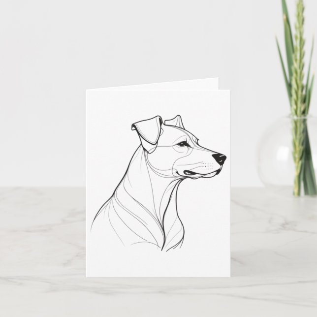 Minimalistiskt enkelradigt Teckning i ett Hund-mär Kort (Framsida)
