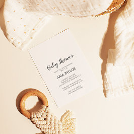 Minimalistiskt enkelt babyskor inbjudningar