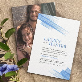 Minimalistiskt, enkelt blått bläck-penseldrag linj inbjudningar