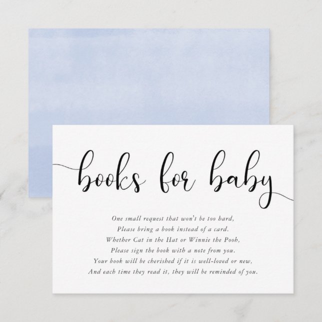 Minimalistiskt enkelt blåvitt svart bokar för baby tilläggskort (Fram/baksida)