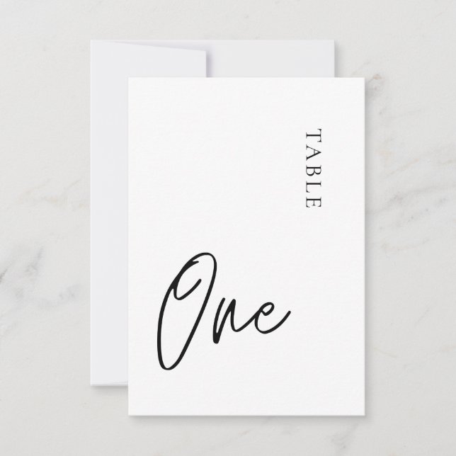 Minimalistiskt enkelt Bord One-Bordsnummer Inbjudningar (Framsida)