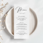 Minimalistiskt enkelt Bröllop-menykort Meny<br><div class="desc">Det här anpassadet som matchar bröllop-menykortet är designat för att samordna med vår minimalistsamling All In One Collection och har en ren och enkel layout med klassiskt teckensnitt. Om du vill göra en mer avancerad anpassning av den här designen, t.ex. ändra layout, teckensnitt eller storlek text, klickar du på knappen...</div>