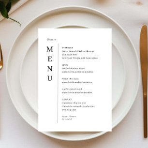 Minimalistiskt enkelt Bröllop-menykort Meny