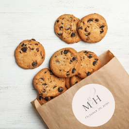 Minimalistiskt enkelt Bröllop Monogram  Färg Runt Klistermärke