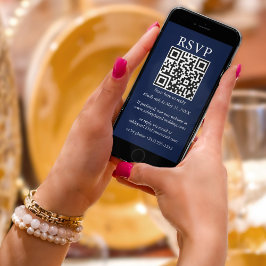 Minimalistiskt enkelt Bröllop QR OSA Blue Kort
