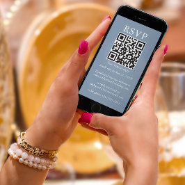 Minimalistiskt enkelt Bröllop QR OSA Dusty Blue Kort