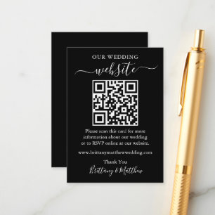 Minimalistiskt enkelt Bröllop-webbplats, svart QR Tilläggskort