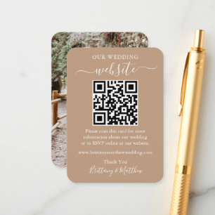 Minimalistiskt, enkelt Bröllop-webbsidefoto QR-tau Tilläggskort