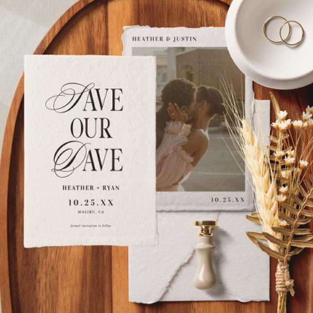 Minimalistiskt enkelt bröllopsfoto spara datumet (Skapare uppladdad)