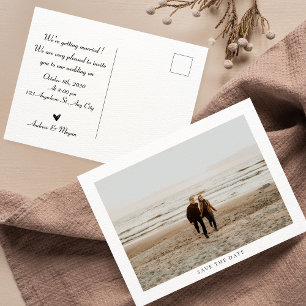 Minimalistiskt enkelt foto bröllop vykort