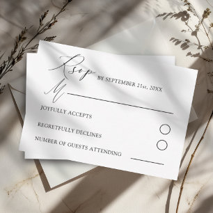Minimalistiskt enkelt handskrivet bröllopsskrift OSA kort