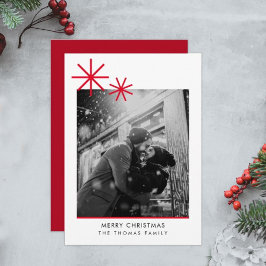 Minimalistiskt enkelt Julfoto, rött foto Julkort