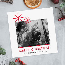 Minimalistiskt enkelt Julfoto, rött foto Pappersservett