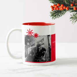 Minimalistiskt enkelt Julfoto, rött foto Två-Tonad Mugg