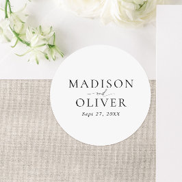 Minimalistiskt enkelt klassiskt skript Bröllop Runt Klistermärke