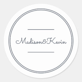 Minimalistiskt enkelt kursivt skript Bröllop Runt Klistermärke