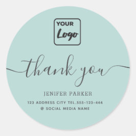 Minimalistiskt enkelt manus anpassad logotyp tack  runt klistermärke