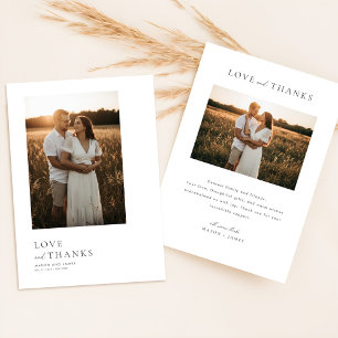 Minimalistiskt enkelt manus med Boho bröllopsfoto Tack Kort
