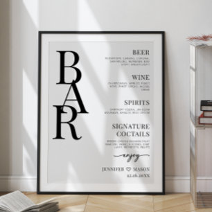 Minimalistiskt enkelt menytecken för bröllop pub P Poster