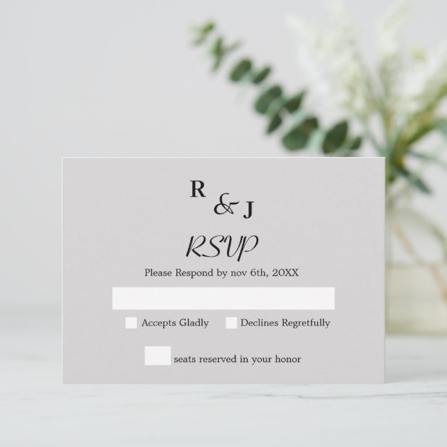 Minimalistiskt enkelt Modern Black and Cream Bröll OSA Kort (Stående Fram)