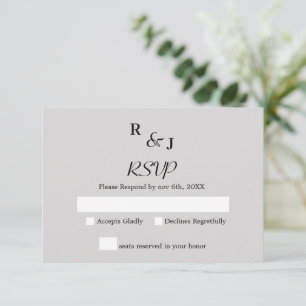 Minimalistiskt enkelt Modern Black and Cream Bröll OSA Kort