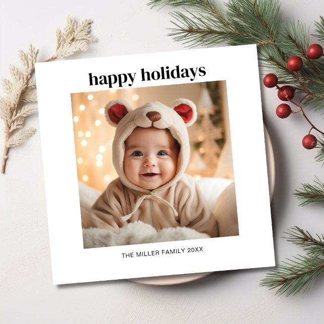 Minimalistiskt enkelt Modern Photo Glad helg Julkort (Minimalist Simple Modern Photo Happy Holidays Holiday Card)