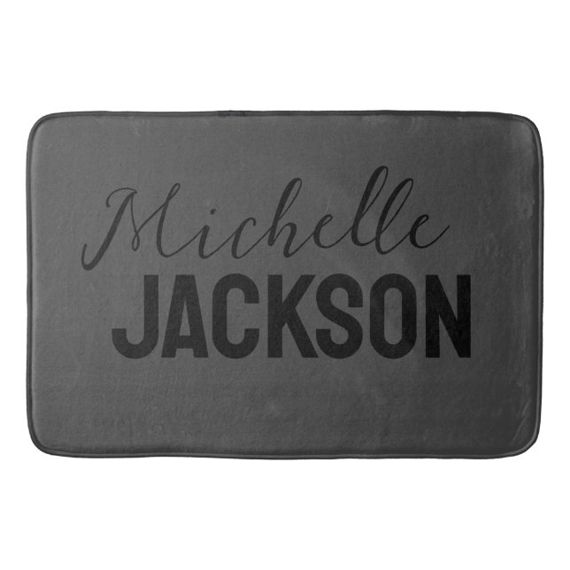 Minimalistiskt enkelt modernt ditt namnmeddelande badrumsmatta (Framsidan)