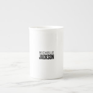 Minimalistiskt enkelt modernt ditt namnmeddelande benporslin mugg