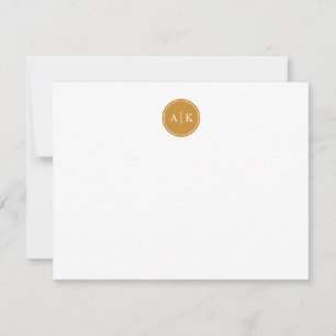 Minimalistiskt, enkelt Mustard Gult Monogram Anteckningskort