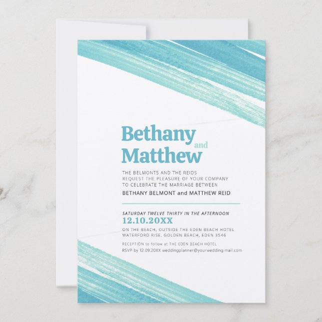 Minimalistiskt enkelt rand för akvatiska bläck inbjudningar (Framsida)