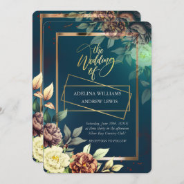 Minimalistiskt enkelt Ro, Guld Ram Bröllop Inbjudningar