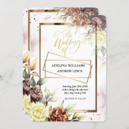 Minimalistiskt enkelt Ro, Guld Ram Bröllop Inbjudningar