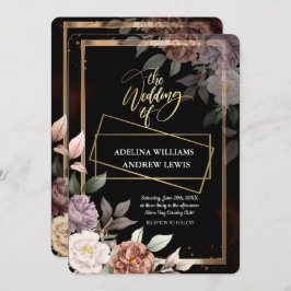 Minimalistiskt enkelt Ro, Guld Ram Bröllop Inbjudningar