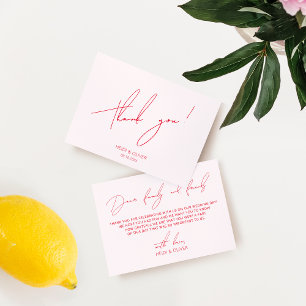 Minimalistiskt enkelt Rosa och rött tackkort Tack Kort