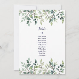 Minimalistiskt enkelt sittplatskort för löv bröllo inbjudningar