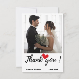 Minimalistiskt enkelt skript med Heart Bröllop Pho Tack Kort