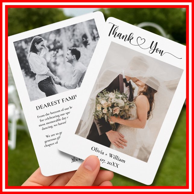 Minimalistiskt enkelt skript med Heart Bröllop Pho Tack Kort (Skapare uppladdad)