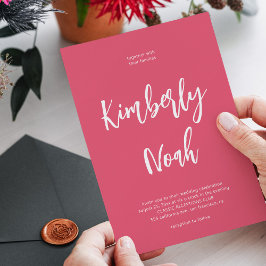 Minimalistiskt enkelt skript rosa bröllop inbjudningar